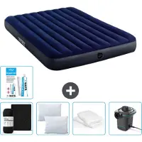 Intex Luftbett – 2 Personen – 152 x 203 x 25 cm – Blau – im Lieferumfang enthalten Spannbettuch - Küssen - Pumpe - Reperaturset en Kissenschutz