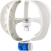 Vevor Windturbinengenerator 600 W Vertikale Windgenerator, 12 m / s Eingebauter Controller, Windkraftanlage mit 5 Blatt Laderegler Windkraftgenerator, Windkraftturbinengenerator für Stromergänzungzung