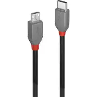 Lindy 36893, 3 m, USB C, Micro-USB B, USB 2.0, 0,48 Gbit/s, Schwarz