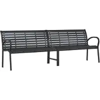 vidaXL Doppel-Gartenbank Schwarz 231 cm Stahl und WPC