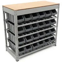 HBM -Schrank, Lager, Regale mit 24 Sichtlagerkästen