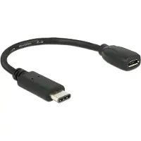 DeLOCK 65578, 0,15 m, USB C, Micro-USB B, USB 2.0, Männlich/Weiblich, Schwarz