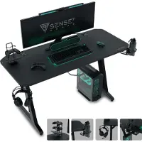 Sense7 Nomad Classic Gaming Tisch Schreibtisch 140x60 cm Inkl. XXL-Mauspad Computertisch PC Tisch Gamer Desk Zocker Tisch Schwarz Kabelmanagement