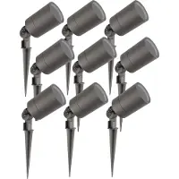 LEDVION 9er Set Gartenstrahler mit Erdspieß IP65 GU10 3W ohne Leuchtmittel