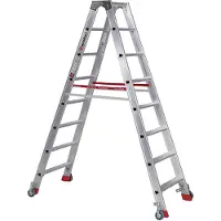 Euroline Premium 30573 Stufenstehleiter mit Federrollen und Feststellern 2x8 Stufen