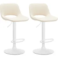 DELUKE Barhocker 2er Set JAKSON - Creme, Kunstleder, Weiß | Barhocker mit Lehne Barstuhl Tresenhocker Tresenstuhl Kneipenhocker Kneipenstuhl