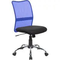 Dmora Bürostuhl Bomaderry, Mesh-Arbeitsstuhl, ergonomischer Bürositz, 57x46h90/100 cm, Schwarz und Blau