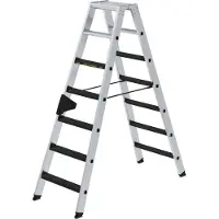 Proregal Stufen-Stehleiter 250 kg beidseitig begehbar mit clip-step R13 2x7 Stufen