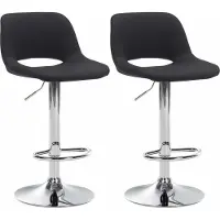 DELUKE Barhocker 2er Set JAKSON - Schwarz, Stoff, Chrom | Barhocker mit Lehne Barstuhl Tresenhocker Tresenstuhl Kneipenhocker Kneipenstuhl