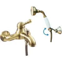 RAV copy of Badewannenarmatur LABE Wandmontage in Chrom, Gold oder Messing SLEZAK Ihre Wahl: Mit Handbrause mit schwenkbarem Halter,