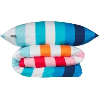 Schiesser Bettwäscheset Happy Stripe | Gestreift | Renforcé | 2-teilig | 100% Baumwolle | Angenehm weich & glatt | YKK-Reißverschluss | 135x200 cm + 80x80 cm | Türkis
