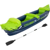 ECD-Germany Aufblasbares Kajak Cruiser X1 mit Alu-Doppelpaddel für 2 Personen, 318x80x55 cm, Grün/Weiß/Blau, Unisex-Erwachsene, Kajak Set Schlauchboot Luftkajak Kanu Boot Freizeitboot Paddelboot