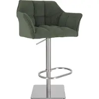 DELUKE Barhocker SIHAR - Cord Grün 64x45x88 cm Silber | Barstuhl Mit Lehne Tresenhocker Tresenstuhl Kneipenhocker Kneipenstuhl