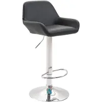 DELUKE Barhocker DUBLIN - Schwarz, Kunstleder, Chrom | Barhocker mit Lehne Barstuhl Tresenhocker Tresenstuhl Kneipenhocker Kneipenstuhl