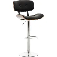 TPFLiving Barhocker Sarnico Gestell Metall in Chromoptik Sitz Walnuss Kunstleder Schwarz