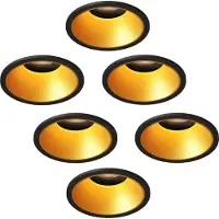 LEDVION - 6x Einbaustrahler led Spot schwarz / goldener Runde, Ø81mm, dimmbar, neigbar, trimlos, 3W, GU10 Spot, 2700k, 345 Lumen, Aluminium, IP20, moderner Deckenplatz