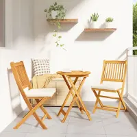 vidaXL Möbel Gartenstühle mit Weißen Kissen 2 Stk. Klappbar Akazienholz - Klappstuhl 42000953