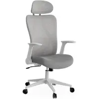 Sense7 Noxo Ergonomischer Bürostuhl Schreibtischstuhl Grau Klappbare Armlehnen Kopfstütze Netzrücken Chefsessel Wippfunktion Homeoffice 150 kg