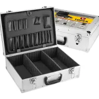 Topex Aluminiumkoffer, 45x15x32 cm, 2,4 kg, verstellbare Trennwände, Gummifüße, Stahlverschlüsse, 2 Schlüsselschlösser, herausnehmbarer Koffer