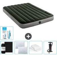 Intex Airbed - Doppelbett - 137 x 191 x 25 cm - Grün - Spannbettuch - Küssen - Pumpe - Reperaturset en Kissenschutz