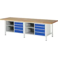 RAU Werkbank höhenverstellbar 8463A2, B3000xT900xH840-1040mm, 8x Schublade-TA