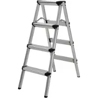 Craftfull Doppel-Klapptritt CF-131A | Aluminium-Trittleiter - Anti-Rutsch - Leiter - Klappbar - Sicherheitsbügel - 150 kg - 2-5 Stufen (2 x 4 Stufen)