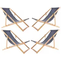 Woodok 4x Liegestühl aus Buchenholz bequeme Liegestühle aus Holz grau ideal für Strand, Balkon, Terrasse
