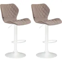 CLP 2er Set Barhocker Cork Stoff drehbar mit Höhenverstellung taupe Gestell Farbe weiß