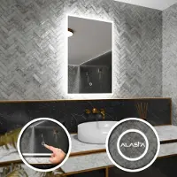 Alasta Rechteckiger Badspiegel mit LED Beleuchtung und Touch-Schalter - Boston - 50 cm,60 cm