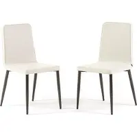 Idea New Garden Srl 2er-Set Innenstühle mit lackierten Metallbeinen und gepolsterter Sitzfläche aus Stoff – robust, bequem und elegant, ideal für Esszimmer, Wohnzimmer, Büro oder Restaurant – MINA – Elfenbein
