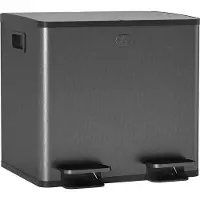 HOMCOM Mülleimer 2 x 15L Mülltrennsystem Edelstahl mit Softclose Deckel Schwarz