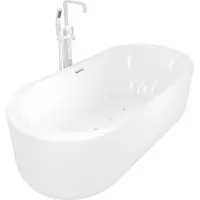 AcquaVapore freistehende Badewanne Wanne Whirlpool F16 170x80cm mit Luftmassage mit Armatur AF05