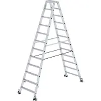 Proregal Stufen-Stehleiter beidseitig begehbar mit Rollen 2x12 Stufen
