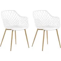 Beliani Esszimmerstuhl 2er Set Weiß Kunststoff/Metall Modern Minimalismus Wohnzimmer Esszimmer Salon
