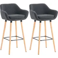 DELUKE Barhocker 2er Set mit Lehne Dunkelgrau VILO - Stoffbezug, 99x55x46cm | Barhocker mit Lehne Tresenhocker Barstuhl Küchenhocker Thekenhocker hoher Stuhl