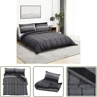 The Living Store Bettwäsche-Set Dunkelgrau 225x220 cm Baumwolle
