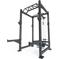 ATLETICA R8-Blade Power Rack | Full Rack mit Latzug, Multi-Grip Bar, Spotter Arms, 4 J-Hooks | 226 cm Höhe | 123x211 cm Grundfläche