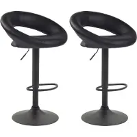 DELUKE 2er Set Barhocker MEKIM - Kunstleder Schwarz 53x47x80 cm Schwarz | Barstuhl Höhenverstellbar Mit Lehne Drehbar Tresenhocker Tresenstuhl Kneipenhocker