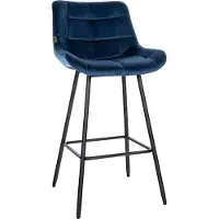 DELUKE Barhocker VISEN - Samt Blau 49x56x104 cm | Barstuhl Mit Lehne Tresenhocker Tresenstuhl Kneipenhocker Kneipenstuhl
