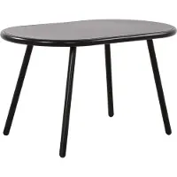 DELUKE Couchtisch VORIN - Kunststoff Schwarz 80x45x45 cm | Sofatisch Oval Beistelltisch Wohnzimmertisch Klein