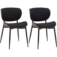 DELUKE 2er Set Esszimmerstuhl DUVAN - Stoff Walnuss/schwarz 50x54x80 cm | Essstühle Esszimmerstühle Küchenstühle Wohnzimmerstühle