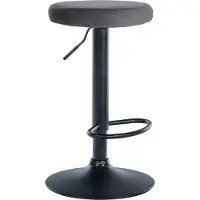 DELUKE Barhocker KAZON - Samt Dunkelgrau 38.5x38.5x60 cm Schwarz | Barstuhl Höhenverstellbar Tresenhocker Tresenstuhl Kneipenhocker Kneipenstuhl