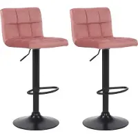 DELUKE 2er Set Barhocker RIVAN - Samt Pink 40x40x85 cm | Barstuhl Mit Lehne Tresenhocker Tresenstuhl Kneipenhocker Kneipenstuhl