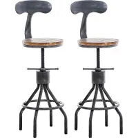 DELUKE 2er Set Barhocker SALIS - Holz Antik silber 41x41x96 cm | Barstuhl Mit Lehne Tresenhocker Tresenstuhl Kneipenhocker Kneipenstuhl