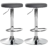 CLP 2er Set Barhocker Ponte Kunstleder höhenverstellbar und drehbar grau Material Gestell Metall in Chromoptik