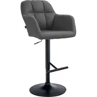 DELUKE Barhocker TUBEL - Stoff Dunkelgrau 57x59x97 cm Schwarz | Barstuhl Höhenverstellbar Mit Lehne Drehbar Tresenhocker Tresenstuhl Kneipenhocker