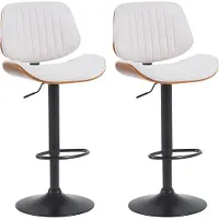 DELUKE 2er Set Barhocker LOSAN - Stoff Walnuss/creme 50x50x94 cm Beige Dunkelbraun Schwarz | Barstuhl Höhenverstellbar Mit Lehne Drehbar Tresenhocker
