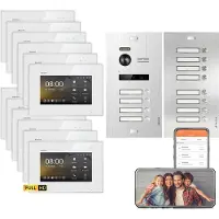 Balter EVO HD Unterputz Silber 12x7" WiFi Monitor Weiß Video Türsprechanlage Set 12 Teilnehmer