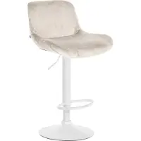DELUKE Barhocker PONOR - Samt Creme 50x50x85 cm Weiß | Barstuhl Höhenverstellbar Mit Lehne Drehbar Tresenhocker Tresenstuhl Kneipenhocker Kneipenstuhl