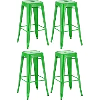 DELUKE 4er Set Barhocker DOLAN - Metall Grün 43x43x76 cm | Barstuhl Tresenhocker Tresenstuhl Kneipenhocker Kneipenstuhl